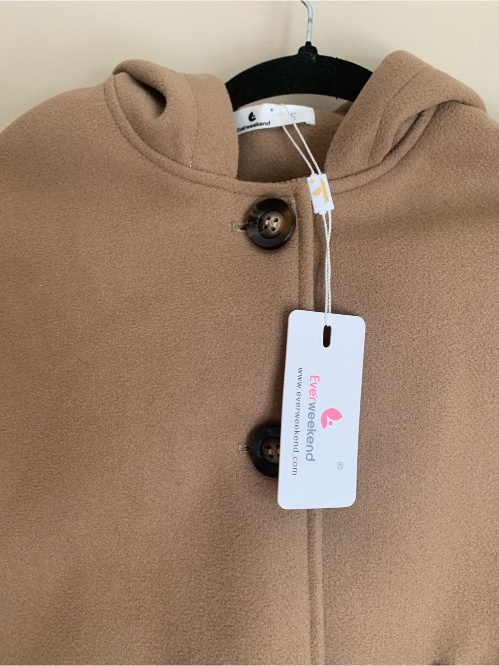 NWT EVERWEEKEND Toddler Hooded Cape Coat Brown 4t Girls Outerwear - Picture 2 of 3